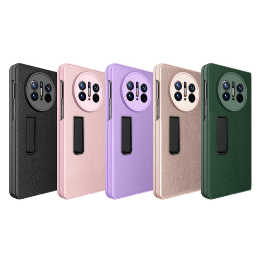 For Huawei Mate X3 Litchi Texture Integrated Shockproof Phone Case with Holder(Gold) - Huawei Cases by buy2fix | Online Shopping UK | buy2fix