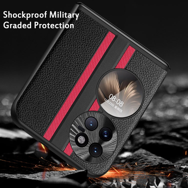 For Huawei P50 Pocket Litchi Texture PU Shockproof Phone Case(Black Red) - Huawei Cases by buy2fix | Online Shopping UK | buy2fix