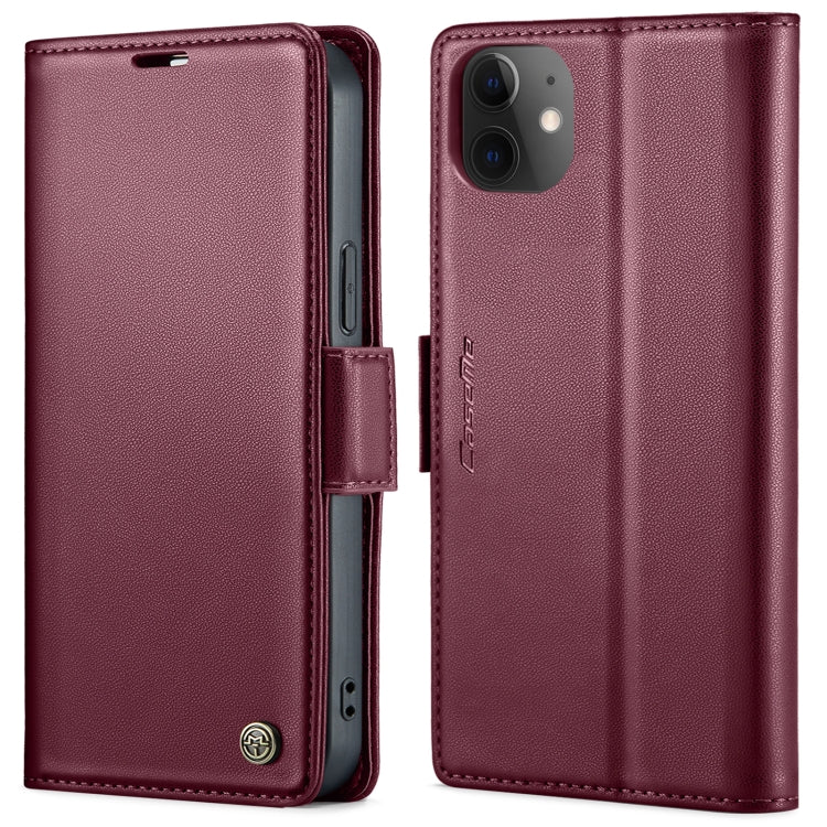 For iPhone 12 / 12 Pro CaseMe 023 Butterfly Buckle Litchi Texture RFID Anti-theft Leather Phone Case(Wine Red) - iPhone 12 / 12 Pro Cases by CaseMe | Online Shopping UK | buy2fix