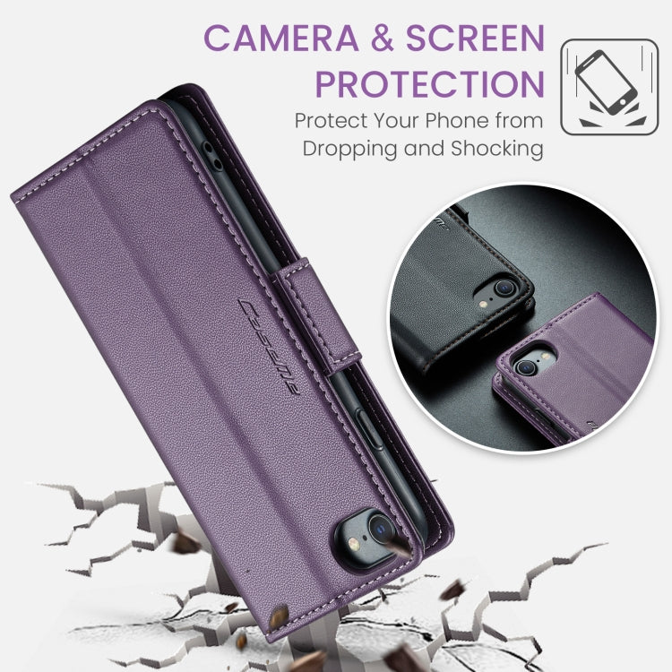 For iPhone SE 2022/SE 2020/6/7/8 CaseMe 023 Butterfly Buckle Litchi Texture RFID Anti-theft Leather Phone Case(Pearly Purple) by CaseMe