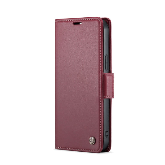 For iPhone 15 Pro Max CaseMe 023 Butterfly Buckle Litchi Texture RFID Anti-theft Leather Phone Case(Wine Red) by CaseMe