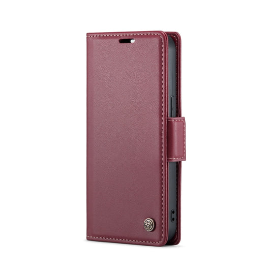 For iPhone 15 CaseMe 023 Butterfly Buckle Litchi Texture RFID Anti-theft Leather Phone Case(Wine Red) by CaseMe
