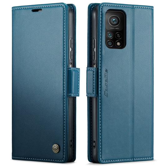 For Xiaomi Mi 10T 5G/10T Pro 5G CaseMe 023 Butterfly Buckle Litchi Texture RFID Anti-theft Leather Phone Case(Blue) by CaseMe