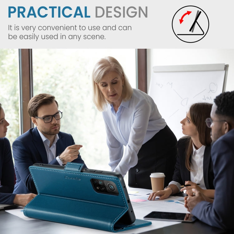 For Xiaomi Mi 10T 5G/10T Pro 5G CaseMe 023 Butterfly Buckle Litchi Texture RFID Anti-theft Leather Phone Case(Blue) by CaseMe