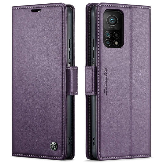 For Xiaomi Mi 10T 5G/10T Pro 5G CaseMe 023 Butterfly Buckle Litchi Texture RFID Anti-theft Leather Phone Case(Pearly Purple) by CaseMe