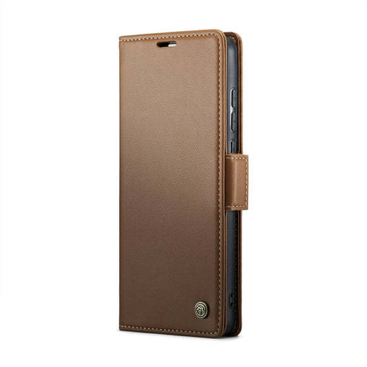 For Xiaomi Redmi 11A/12C CaseMe 023 Butterfly Buckle Litchi Texture RFID Anti-theft Leather Phone Case(Brown) by CaseMe