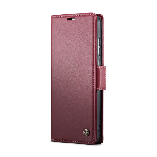 For Xiaomi Redmi 11A/12C CaseMe 023 Butterfly Buckle Litchi Texture RFID Anti-theft Leather Phone Case(Wine Red) by CaseMe