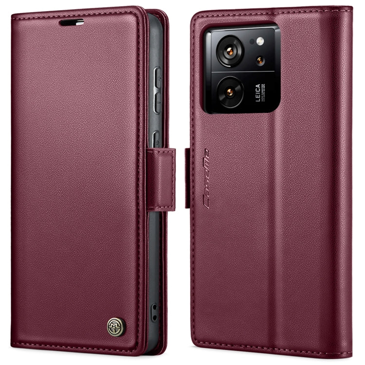 For Xiaomi 13T/13T Pro CaseMe 023 Butterfly Buckle Litchi Texture RFID Anti-theft Leather Phone Case(Wine Red) - Xiaomi Cases by CaseMe | Online Shopping UK | buy2fix