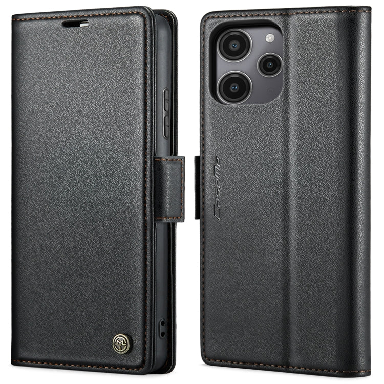 For Xiaomi Redmi 12 4G/12 5G/Note 12R/POCO M6 Pro 5G CaseMe 023 Butterfly Buckle Litchi Texture RFID Anti-theft Leather Phone Case(Black) - Xiaomi Cases by CaseMe | Online Shopping UK | buy2fix