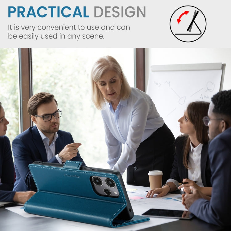 For Xiaomi Redmi 12 4G/12 5G/Note 12R/POCO M6 Pro 5G CaseMe 023 Butterfly Buckle Litchi Texture RFID Anti-theft Leather Phone Case(Blue) by CaseMe