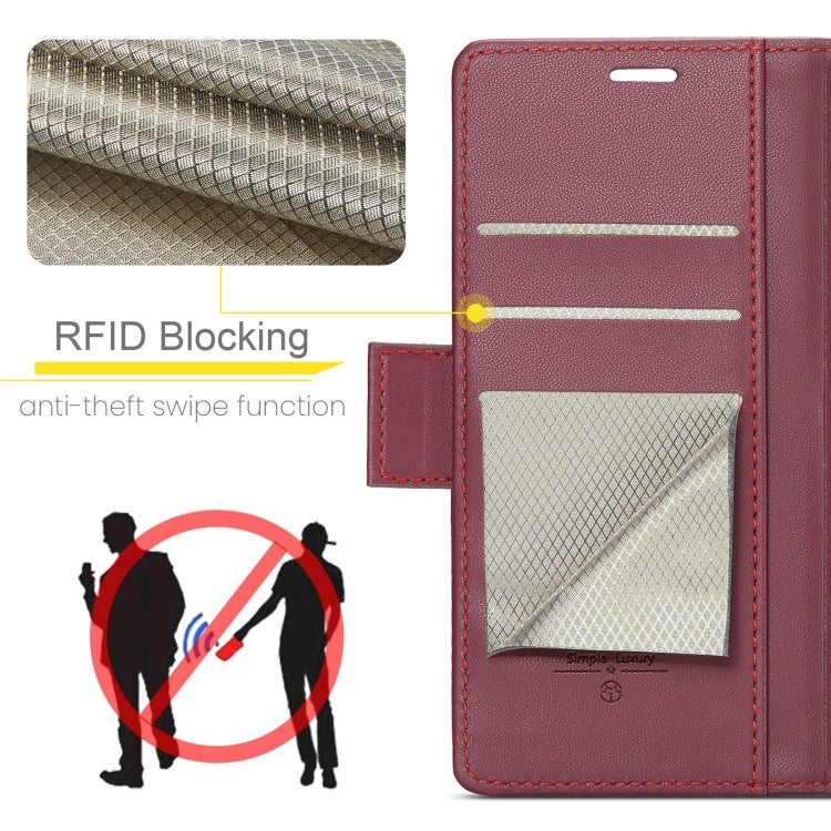 For Xiaomi 14 Pro CaseMe 023 Butterfly Buckle Litchi Texture RFID Anti-theft Leather Phone Case(Wine Red) by CaseMe