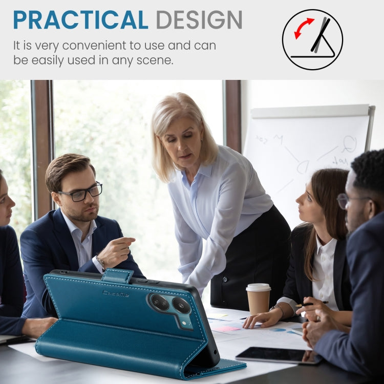 For Xiaomi Poco C65 4G CaseMe 023 Butterfly Buckle Litchi Texture RFID Anti-theft Leather Phone Case(Blue) by CaseMe