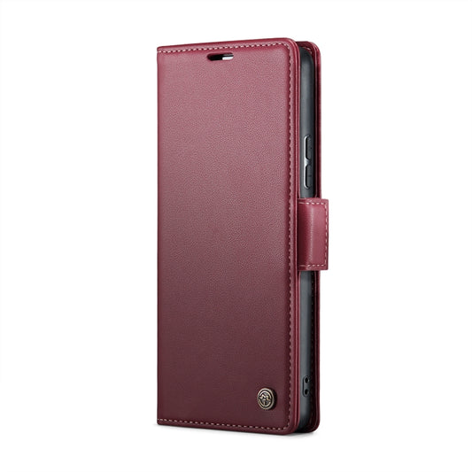 For Xiaomi Poco X6 5G CaseMe 023 Butterfly Buckle Litchi Texture RFID Anti-theft Leather Phone Case(Wine Red) by CaseMe