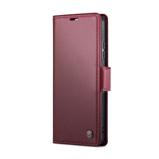 For Xiaomi Redmi Note 13 Pro+ 5G CaseMe 023 Butterfly Buckle Litchi Texture RFID Anti-theft Leather Phone Case(Wine Red) by CaseMe