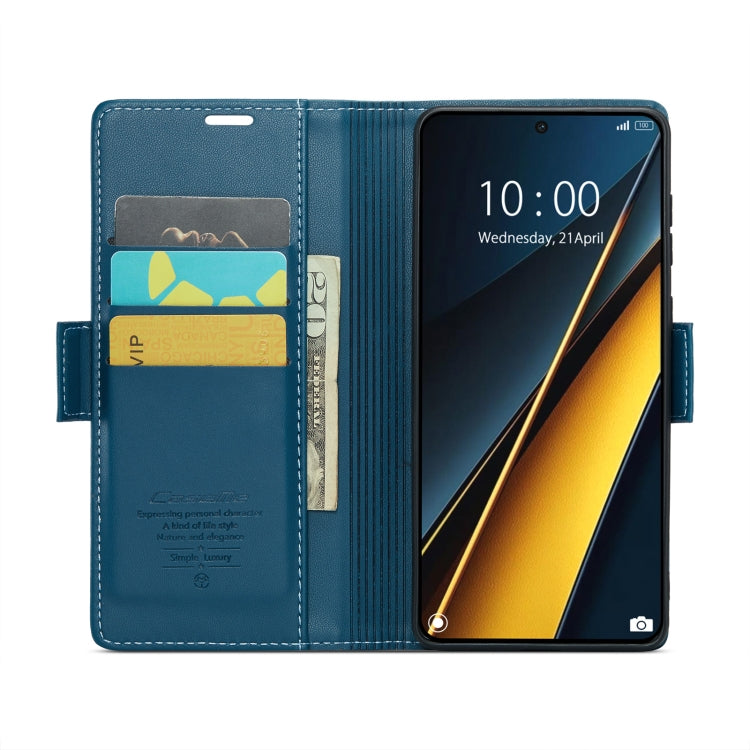 For Xiaomi Poco X6 Pro 5G/Redmi K70E 5G CaseMe 023 Butterfly Buckle Litchi Texture RFID Anti-theft Leather Phone Case(Blue) - Xiaomi Cases by CaseMe | Online Shopping UK | buy2fix