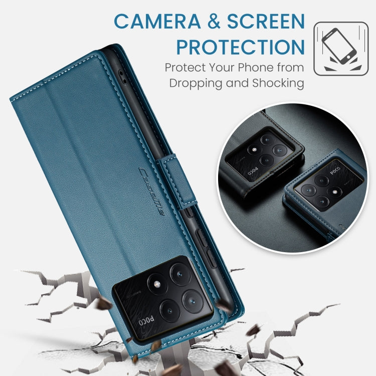 For Xiaomi Poco X6 Pro 5G/Redmi K70E 5G CaseMe 023 Butterfly Buckle Litchi Texture RFID Anti-theft Leather Phone Case(Blue) - Xiaomi Cases by CaseMe | Online Shopping UK | buy2fix