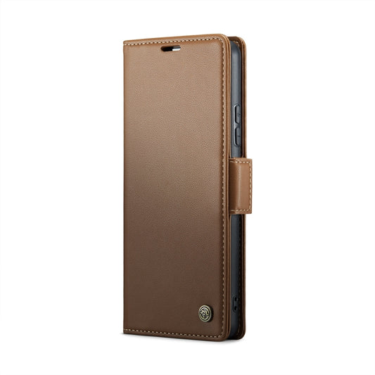 For Xiaomi Redmi Note 13 Pro 4G CaseMe 023 Butterfly Buckle Litchi Texture RFID Anti-theft Leather Phone Case(Brown) by CaseMe