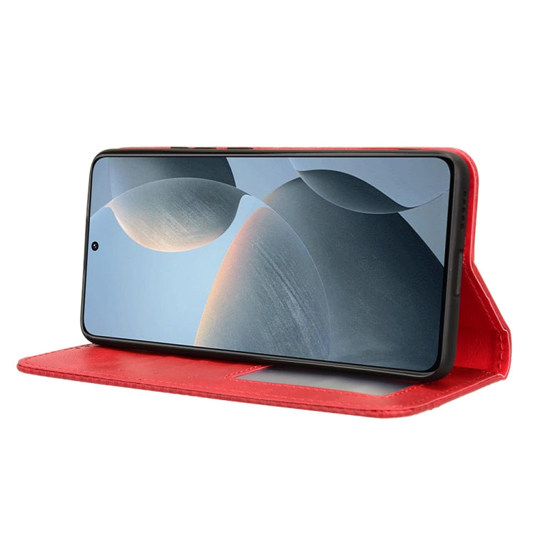 For Xiaomi Redmi K70E / Poco X6 Pro Magnetic Buckle Retro Texture Leather Phone Case(Red) - Xiaomi Cases by buy2fix | Online Shopping UK | buy2fix