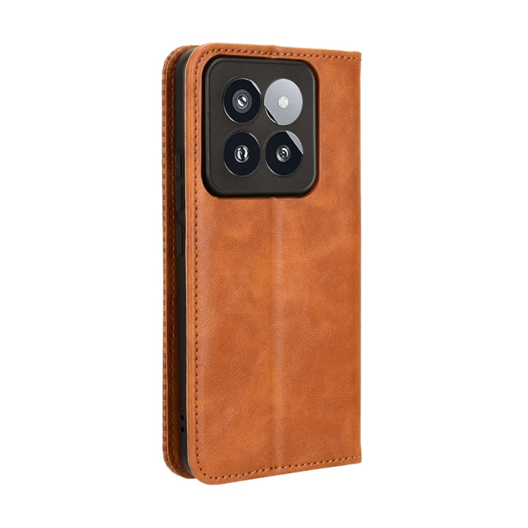 For Xiaomi 14 Pro Magnetic Buckle Retro Texture Leather Phone Case(Brown) - Xiaomi 14 Pro Cases by buy2fix | Online Shopping UK | buy2fix