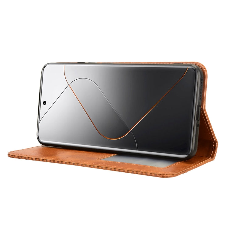 For Xiaomi 14 Pro Magnetic Buckle Retro Texture Leather Phone Case(Brown) - Xiaomi 14 Pro Cases by buy2fix | Online Shopping UK | buy2fix