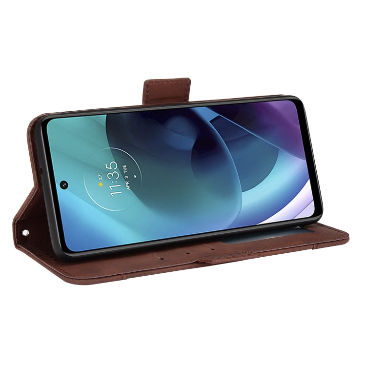 For Motorola Moto G52J 5G Skin Feel Calf Texture Card Slots Leather Phone Case(Brown) by buy2fix