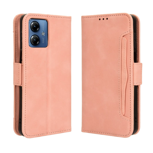 For Motorola Moto G14 4G Skin Feel Calf Texture Card Slots Leather Phone Case(Pink) by buy2fix