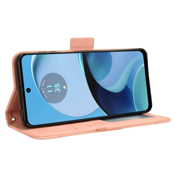 For Motorola Moto G14 4G Skin Feel Calf Texture Card Slots Leather Phone Case(Pink) by buy2fix