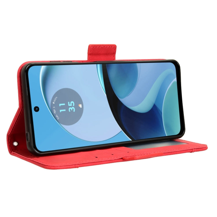 For Motorola Moto G14 4G Skin Feel Calf Texture Card Slots Leather Phone Case(Red) by buy2fix