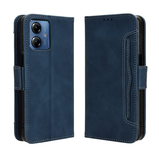 For Motorola Moto G14 4G Skin Feel Calf Texture Card Slots Leather Phone Case(Blue) by buy2fix