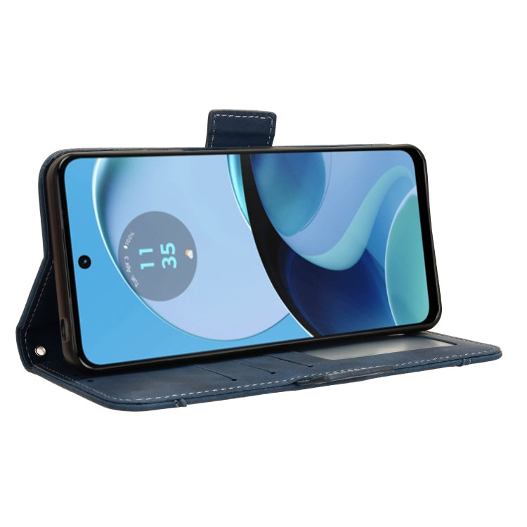 For Motorola Moto G14 4G Skin Feel Calf Texture Card Slots Leather Phone Case(Blue) by buy2fix