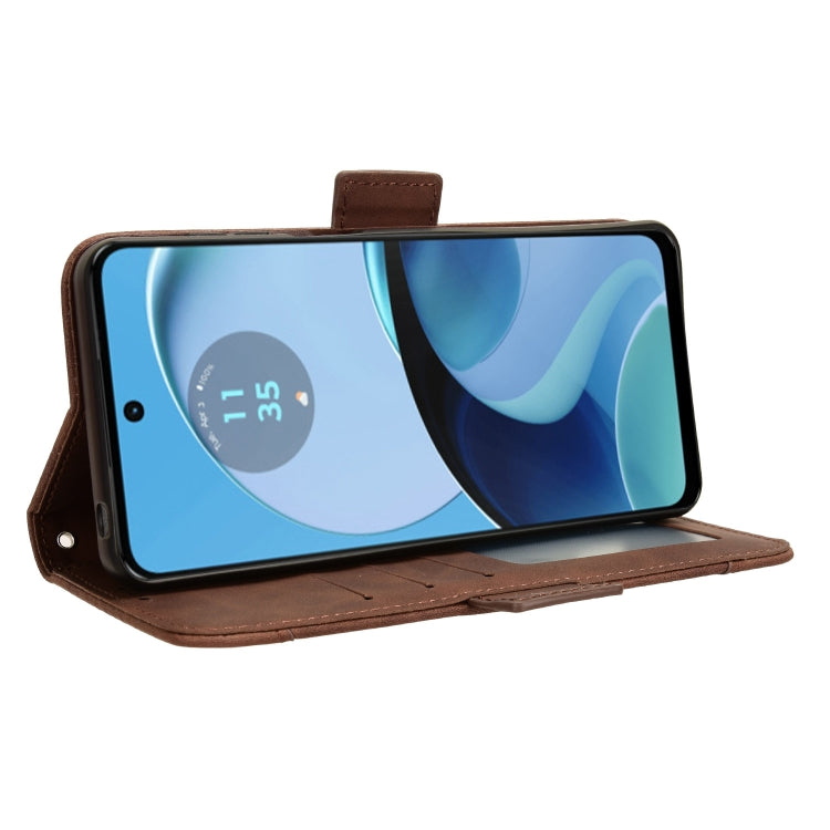 For Motorola Moto G14 4G Skin Feel Calf Texture Card Slots Leather Phone Case(Brown) by buy2fix