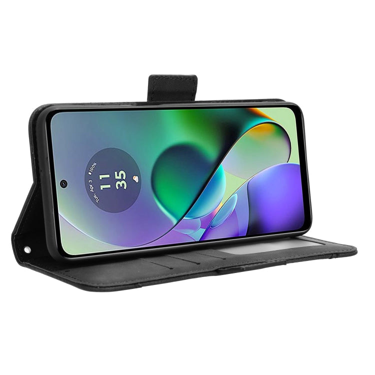 For Motorola Moto G54 5G Skin Feel Calf Texture Card Slots Leather Phone Case(Black) by buy2fix