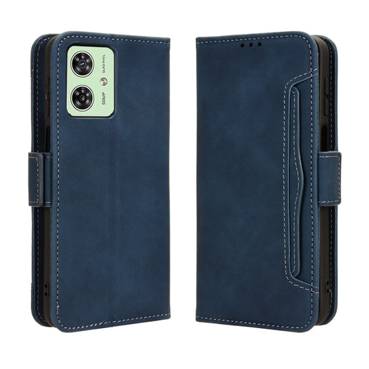 For Motorola Moto G54 5G Skin Feel Calf Texture Card Slots Leather Phone Case(Blue) by buy2fix