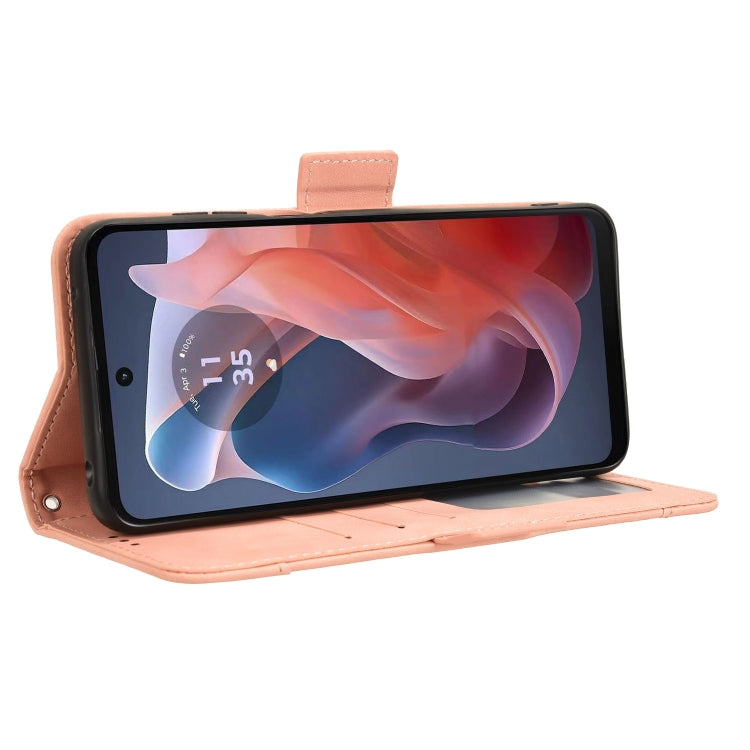 For Motorola Moto G Play 4G 2024 Skin Feel Calf Texture Card Slots Leather Phone Case(Pink) by buy2fix