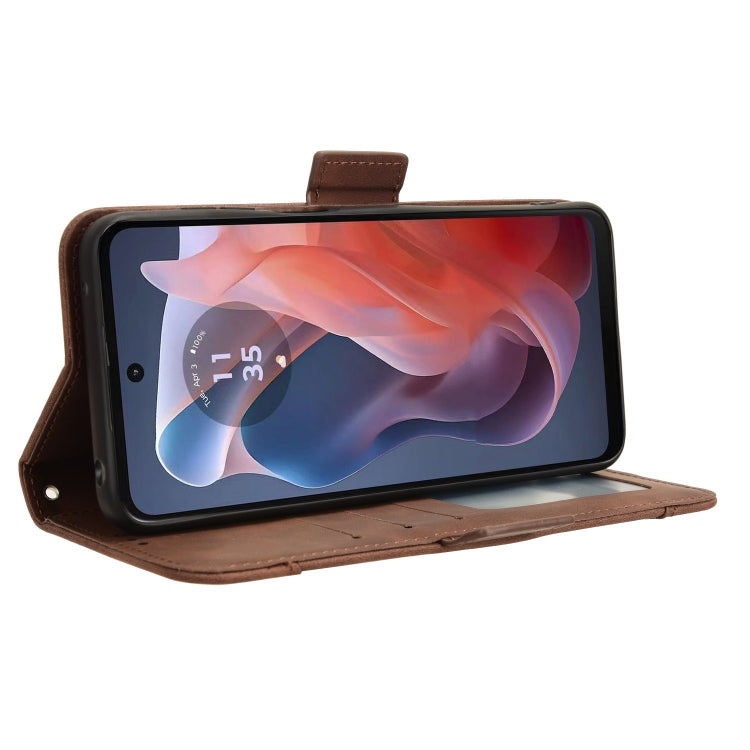 For Motorola Moto G Play 4G 2024 Skin Feel Calf Texture Card Slots Leather Phone Case(Brown) by buy2fix