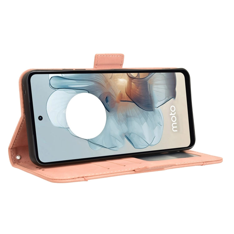 For Motorola Moto G34 5G Skin Feel Calf Texture Card Slots Leather Phone Case(Pink) by buy2fix
