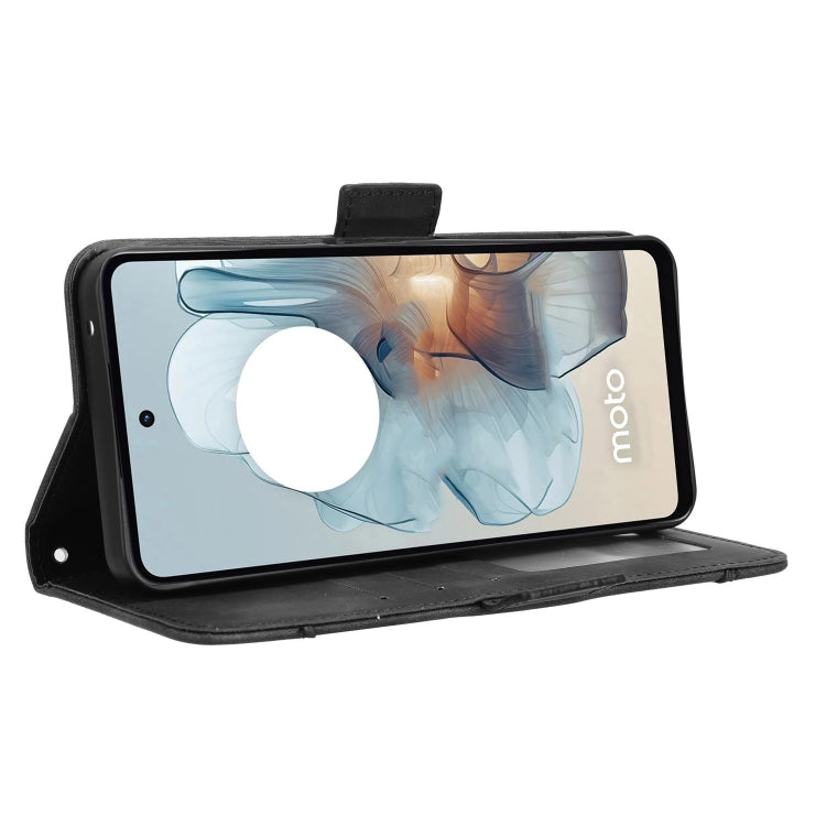 For Motorola Moto G34 5G Skin Feel Calf Texture Card Slots Leather Phone Case(Black) by buy2fix