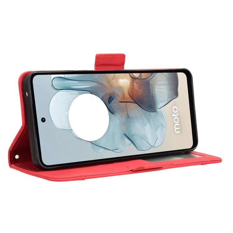 For Motorola Moto G34 5G Skin Feel Calf Texture Card Slots Leather Phone Case(Red) by buy2fix