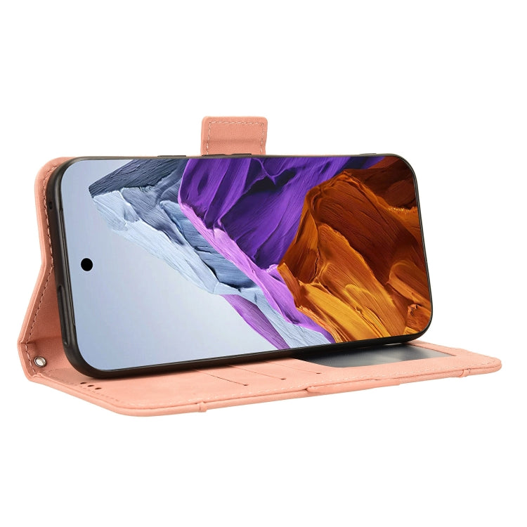 For Google Pixel 9 Skin Feel Calf Texture Card Slots Leather Phone Case(Pink) by buy2fix