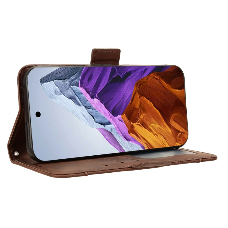 For Google Pixel 9 Skin Feel Calf Texture Card Slots Leather Phone Case(Brown) by buy2fix
