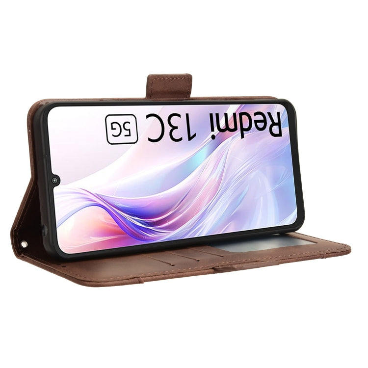 For Xiaomi Redmi 13C 5G / 13R 5G Skin Feel Calf Texture Card Slots Leather Phone Case(Brown) by buy2fix