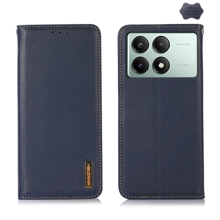 For Xiaomi Redmi K70E/Poco X6 Pro KHAZNEH Nappa Top Layer Cowhide Leather Phone Case(Blue) - Xiaomi Cases by buy2fix | Online Shopping UK | buy2fix