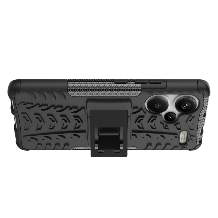 For Xiaomi Redmi Note 13 Pro+ 5G Tire Texture TPU + PC Phone Case with Holder(Black) - Xiaomi Cases by buy2fix | Online Shopping UK | buy2fix