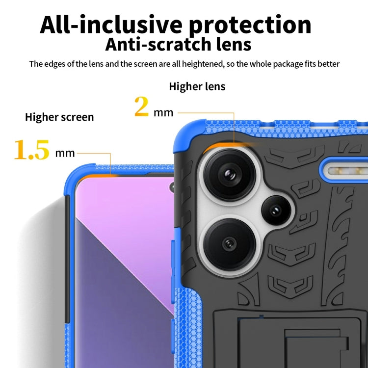 For Xiaomi Redmi Note 13 Pro+ 5G Tire Texture TPU + PC Phone Case with Holder(Black) - Xiaomi Cases by buy2fix | Online Shopping UK | buy2fix