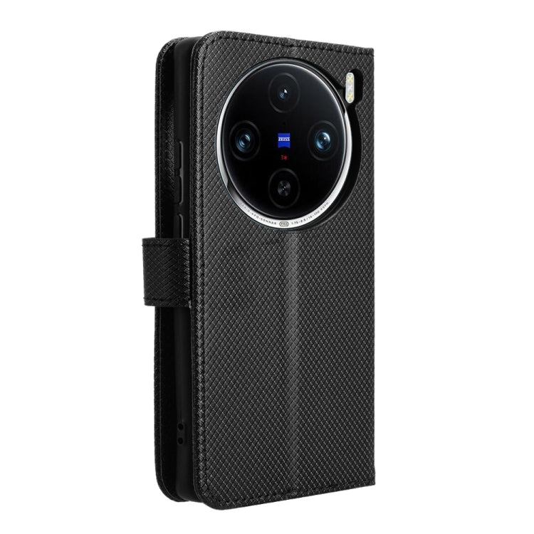 For vivo X100 5G Diamond Texture Leather Phone Case(Black) - vivo Cases by buy2fix | Online Shopping UK | buy2fix