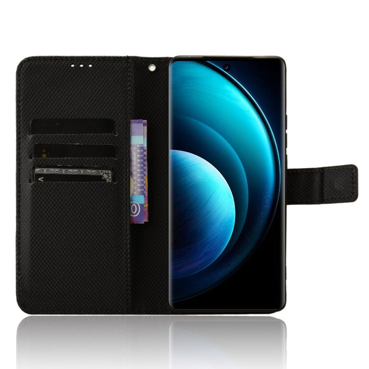 For vivo X100 5G Diamond Texture Leather Phone Case(Black) - vivo Cases by buy2fix | Online Shopping UK | buy2fix