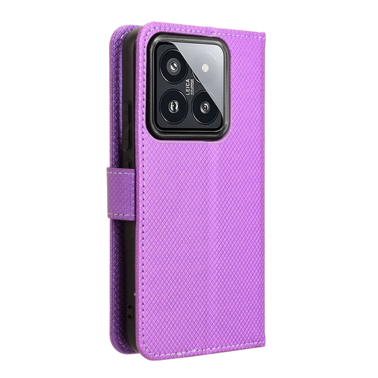 For Xiaomi 14 Diamond Texture Leather Phone Case(Purple) - Xiaomi Cases by buy2fix | Online Shopping UK | buy2fix