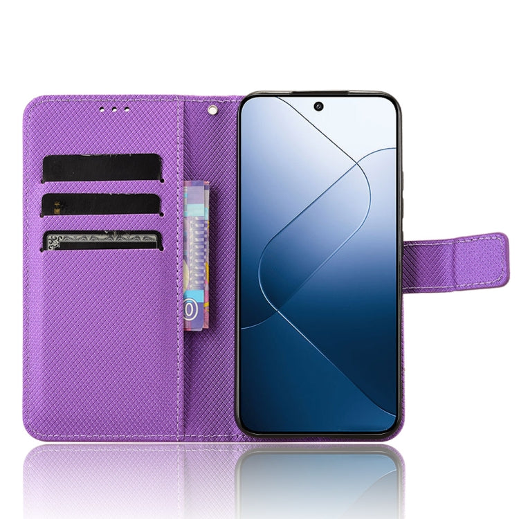 For Xiaomi 14 Diamond Texture Leather Phone Case(Purple) - Xiaomi Cases by buy2fix | Online Shopping UK | buy2fix