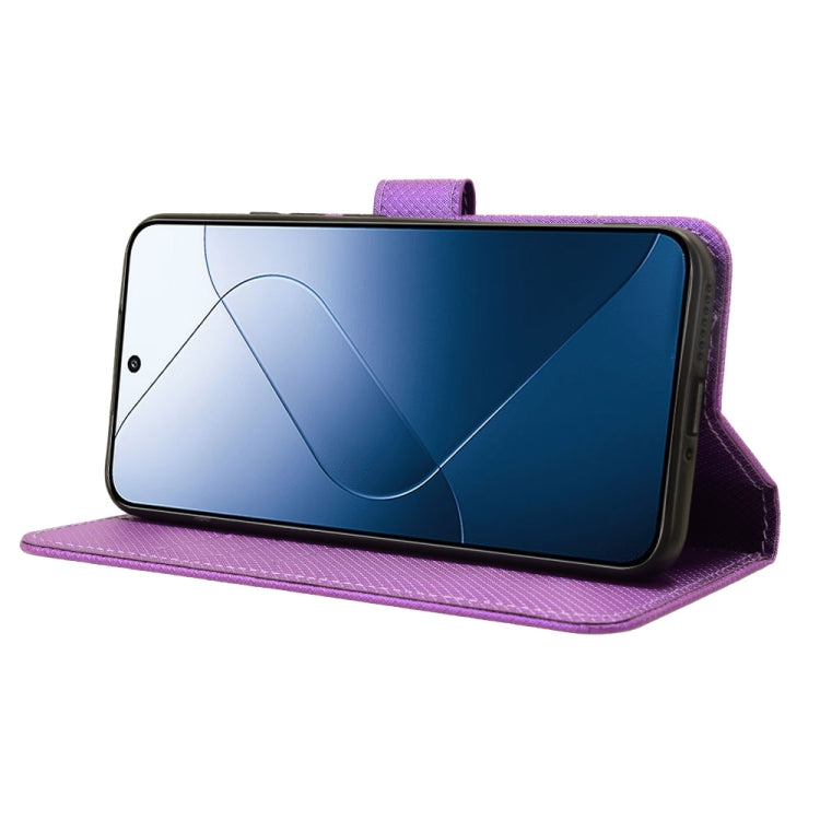For Xiaomi 14 Diamond Texture Leather Phone Case(Purple) - Xiaomi Cases by buy2fix | Online Shopping UK | buy2fix