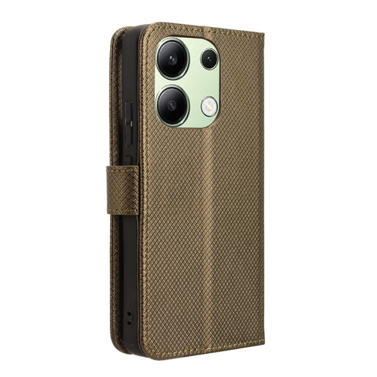 For Xiaomi Redmi Note 13 4G Diamond Texture Leather Phone Case(Brown) - Xiaomi Cases by buy2fix | Online Shopping UK | buy2fix